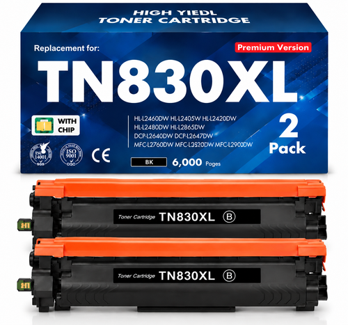 TN830 XL Toner High Yield for Brother 830XL Toner DCP-L2640DW HL-L2460DW (2-Pack)