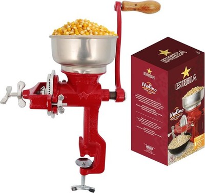 Estrella Cast Iron Manual Corn Grinder, Hand Grain Mill, Molino de Maiz Manual, 