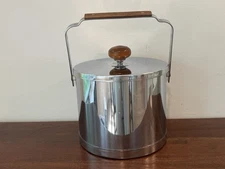 Vintage Mid-Century Modern Atapco USA Made Teak Handled Chrome Ice Bucket