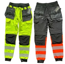 Hi Viz Combat Joggers High Visibility Jogging Bottoms Safety Cargo Trousers