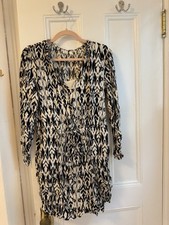 Gap Black And Cream Print Dress Size Medium With Built In Slip