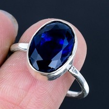 London Blue Topaz Handmade 925 Sterling Silver Jewelry Ring US Size 9