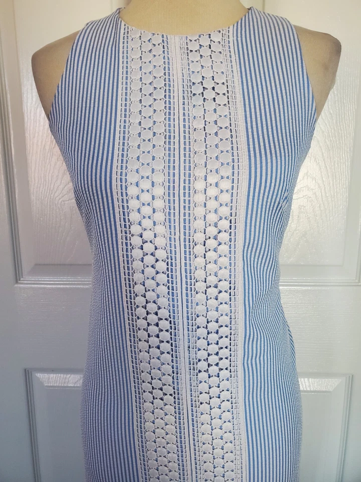 Vestido para mujer London Times sin mangas a rayas (talla 4) Foto 2 de 4