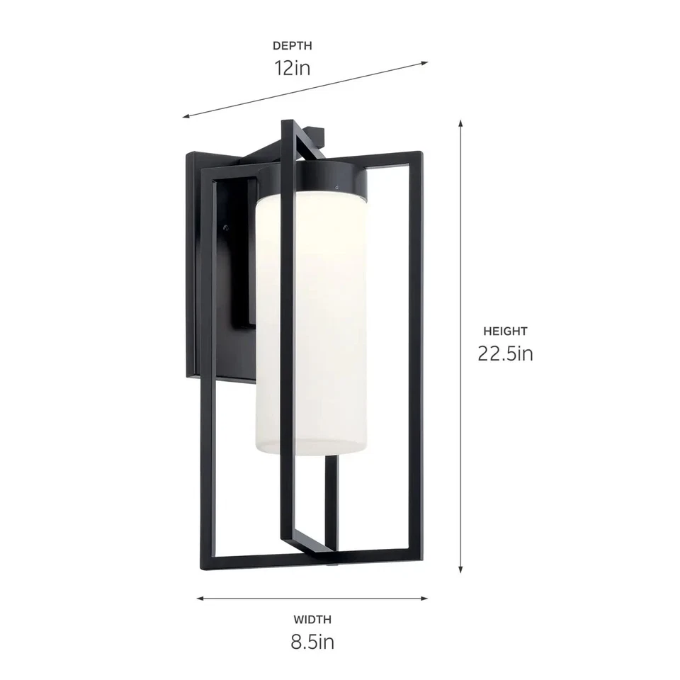 Kichler 59072BKLED - Drega 1 Luz Exterior LED Luz de Pared Negra Foto 3 de 4