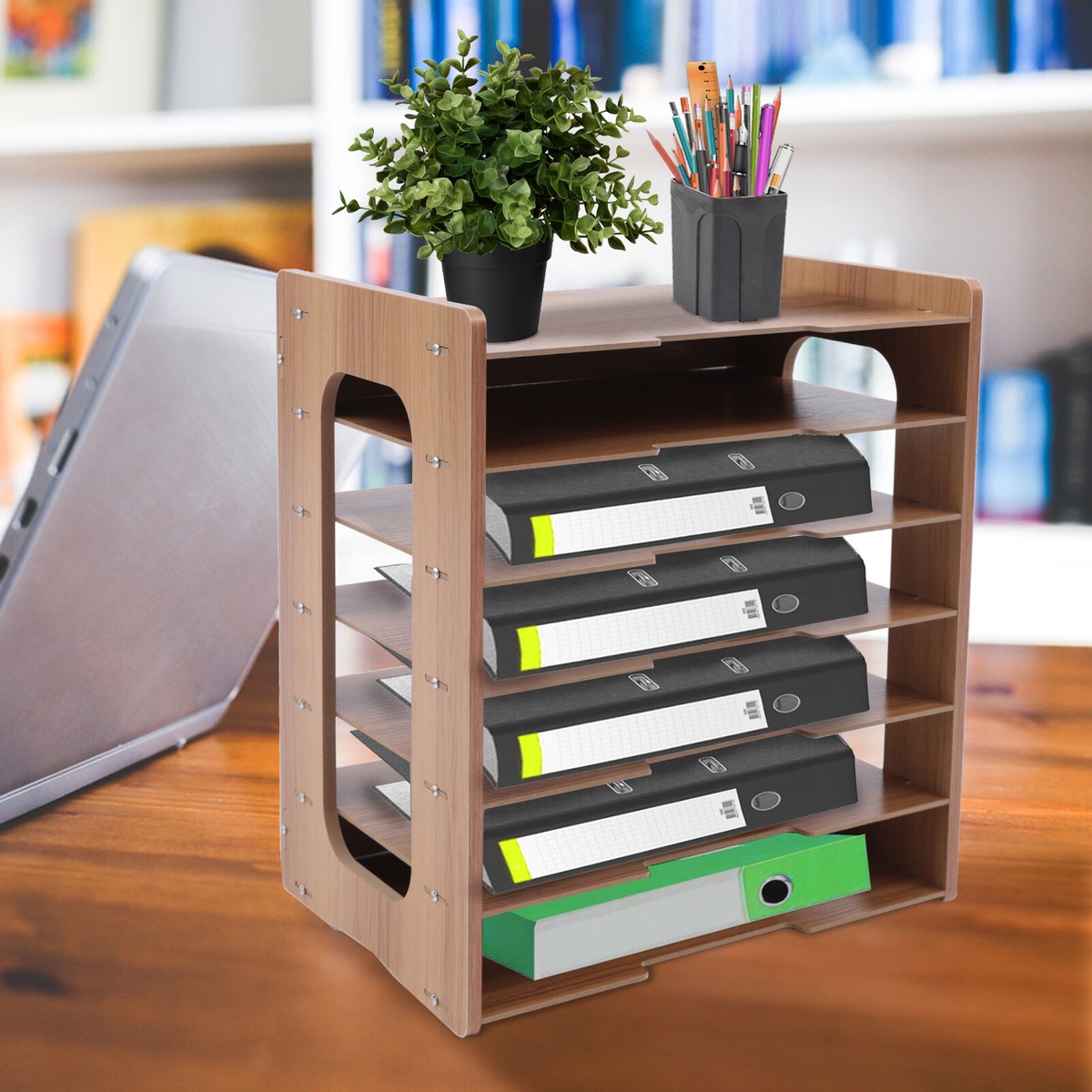 File Organizer for Desk Wood Organizer A4 Paper Storage Letter Tray File Sorter