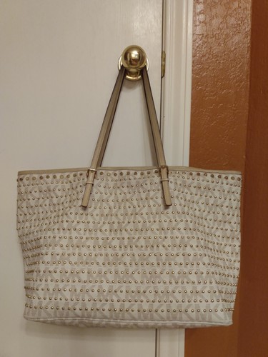 MICHAEL KORS Vanilla Medium Travel Jet Set Gold Studded Tote Shoulder Bag - $598 - Bild 3 von 12
