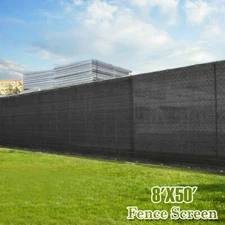 5' 6' 8' X50' Black Tall Fence Windscreen Privacy Screen Shade Cover Fabric Mesh