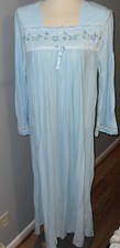 Vintage Archdale Lingerie Size Large Women Nightgown Blue Floral Flannel Lace