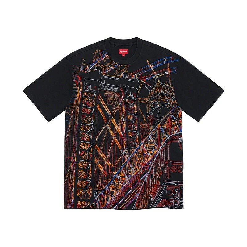 Tee shirt noir Supreme brodé Bridge TAILLE XL NEUF DEADSTOCK