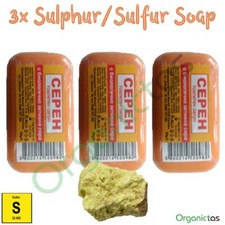 Sulphur Soap Bar 3x 60g - Sulfur Soaps for Body & Face Wash - Benefits for Skin