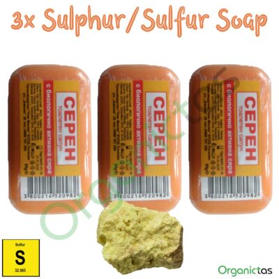 Schwefelseife Bar 3x 60g - Schwefelseifen für Körper- & Gesichtswasser - Vorteile für die Haut