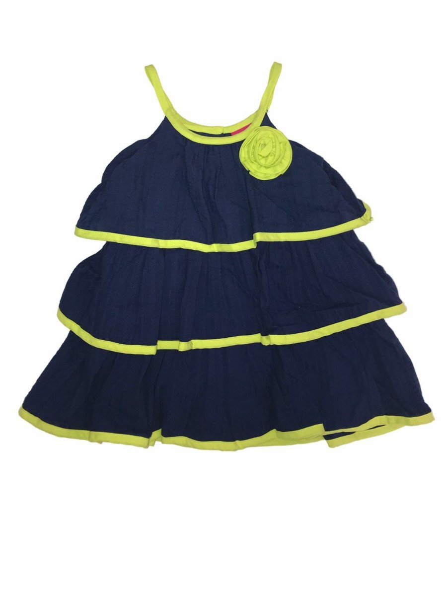 Penny M. Infant & Toddler Girls Navy Blue & Lime Green Sun Dress Tiered Summer Dress 3T, Infant Girl's
