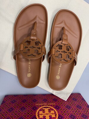 Tory Burch キャメル ロゴサンダル Tory Burch Miller Cloud Thong Sandals Leather/ Aged Camello/ US