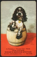Vintage single playing card RIDGES SERVICE STATION Butch the dog Cincinnati OH