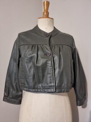 VERA PELLE MADE IN ITALY: KURZE CROP JACKE AUS ECHTEM LEDER TAUPE GRAU