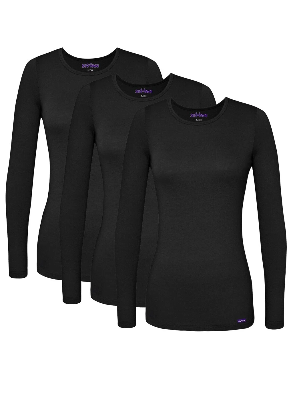 Sivvan 3 Pack Women’s Comfort Long Sleeve T-Shirt / Underscrub Tee Mixed Colors
Opens in a new windo