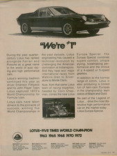 1973 Lotus Fittipaldi World Champion Europa Special Original VINTAGE PRINT AD
