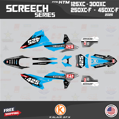 Graphics Kit for KTM 2-Stroke 125XC 250XC 300XC (2025) Screech - CYAN