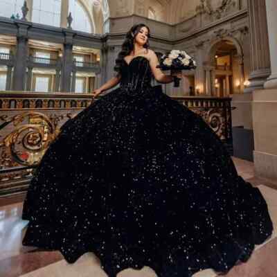open lace back dress Zapakasa Women Sparkly Black Pink Tiered Lace A-Line Long Prom Dress with  Slit Off the Shouldder Formal Dress main image 1