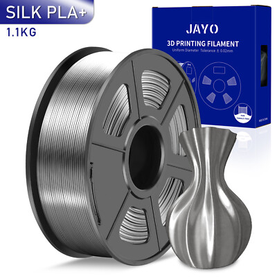 JAYO SILK PLA+ Gray 1.75mm 3D Printer Filament 1.1KG Metallic Shine Non-brittle