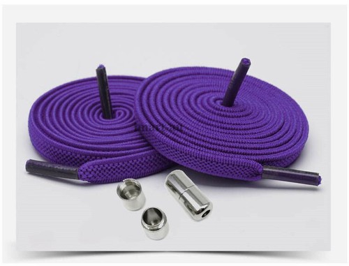 Flat Round No Tie Elastic Lock Shoelaces Shoe Laces Lazy Sneakers Kids Adult - Picture 14 of 37