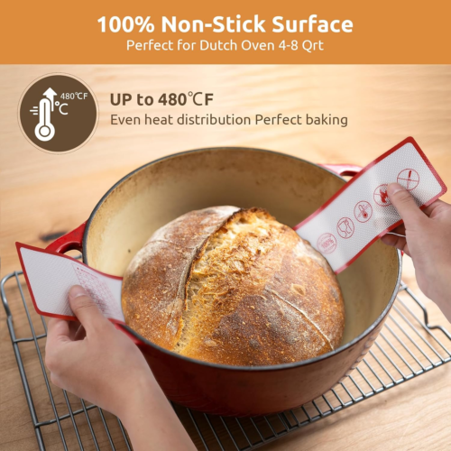 2-Pack Silicone Bread Sling for Dutch Oven, Reusable Bread Baking Mats with Long - Picture 3 of 7