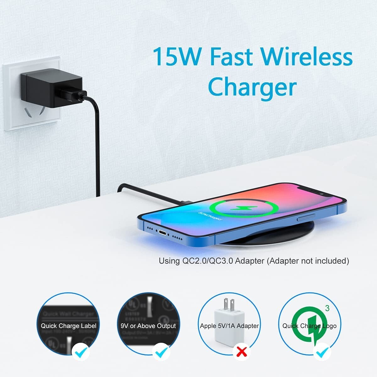 Slim Wireless Charger, 15W Fast Wireless Charging Pad eBay