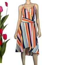 ⭐ CITY CHIC PLUS SIZE XS (14AU) MULTI STRIPED WRAP DRESS LIKE NEW