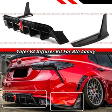 For 2018-2024 Camry SE XSE Yofer V2 LED Rear Bumper Diffuser + Corner Extension