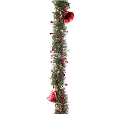 Weihnachten grünes Lametta mit Glocken 2m