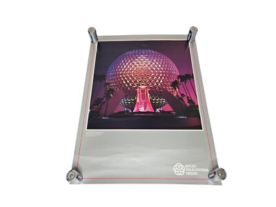 Vintage Disney Epcot Center Spaceship Earth Sphere Poster 24''x18'' Disney World