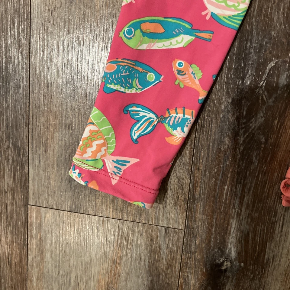 Hatley Niñas Manga Larga Rashguard Talla 6 Rosa Estampado de Peces Top Traje de Baño Natación Activo Foto 4 de 4