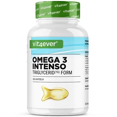 VIT4EVER Omega 3 Intenso Fish Oil 365 Capsules (TG) 1000mg Ancovis 400mg EPA & 300mg DHA