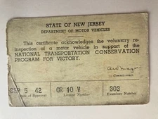 WWII NATL TRANSPORTATION CONSERV PROGRAM FOR VICTORY 1942 INSPECTION NEW JERSEY