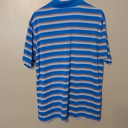 Nike Golf Polo Shirt Striped Blue Mens Size Large - Picture 5 of 5