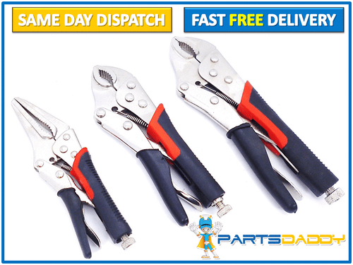 3 Stück Schwerlast Griff Schraubenschlüssel Set Schraubstock Arretierung Lock Zange Maulwurf Griff NEU #23-12 - Bild 1 von 3