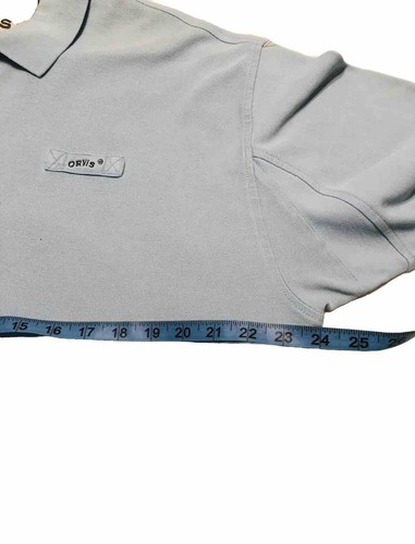 Camicia uomo Orvis taglia L polo blu tessuto cotone pesante pesca a mosca maniche corte - Foto 11 di 14