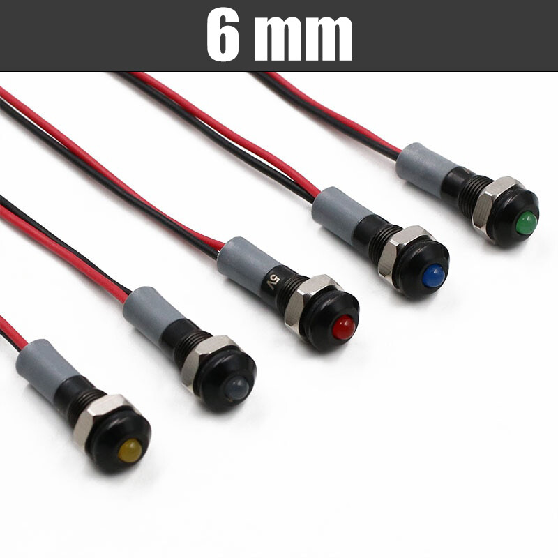 Round Type Black Body Metal LED Warning Indicator Light Signal Lamp Pilot Wire