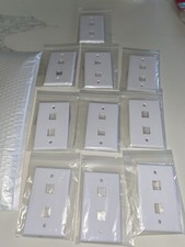2 Port RJ45 Keystone Ethernet Wall Plate Cat 6 Jack Faceplate White 10 Pack NIP