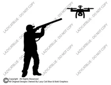 Drone Hunter Decal Sticker Anti-Drone Spy Privacy Shoot Aim No Drones Zone USA
