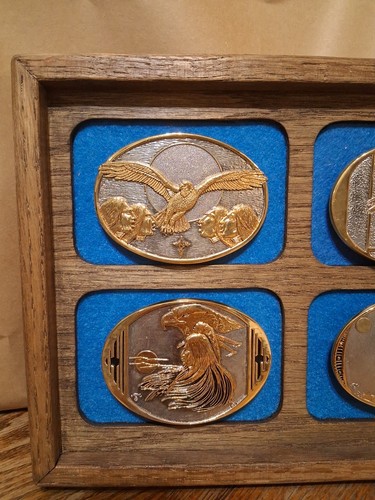 Johnny Tiger Jr Belt Buckles Rare Set with Display Limited Edition Indian Eagle - Picture 2 of 15