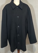 Golden Bear X Loro Piana Italy 100% Wool Goat Trim Pea Coat Black Large USA Made