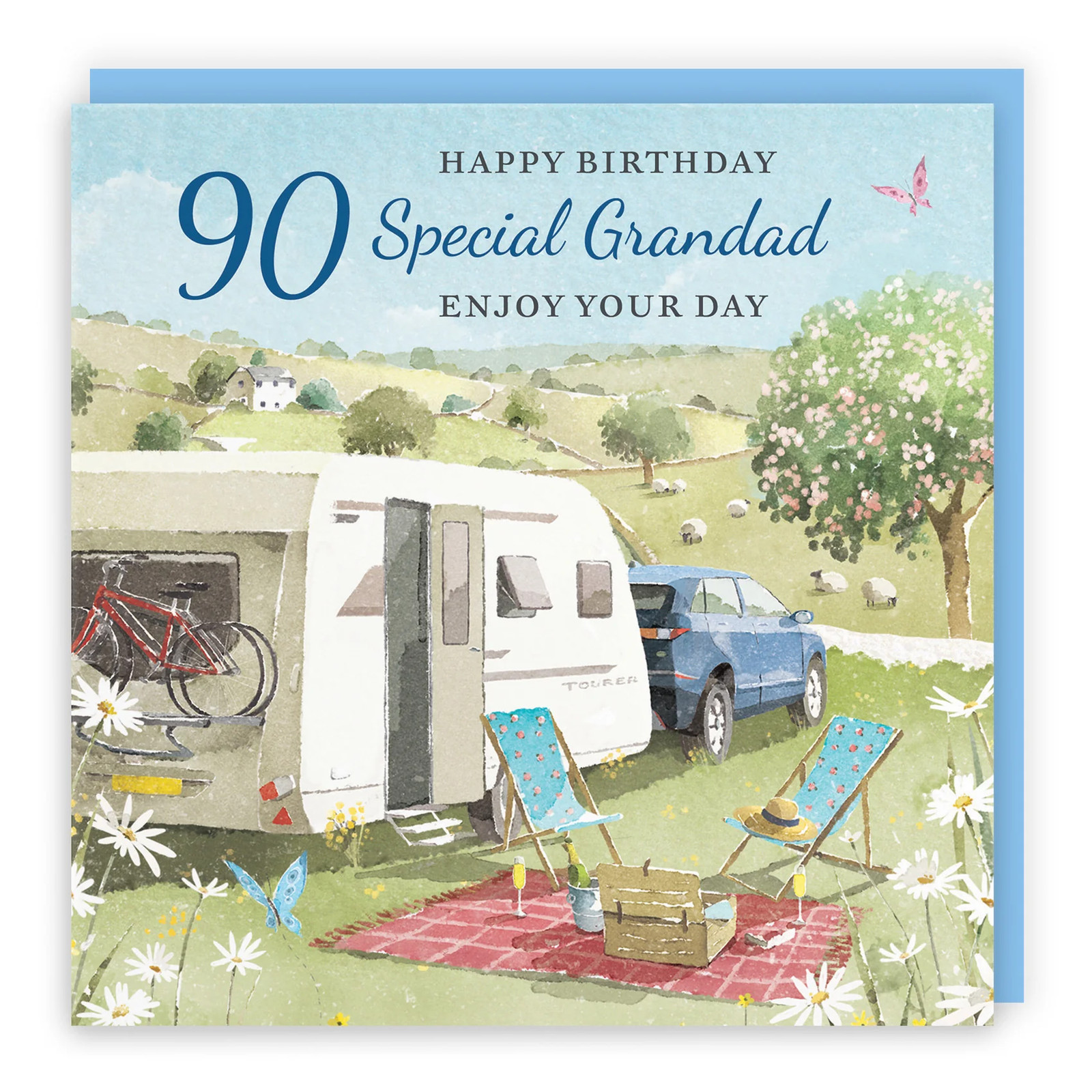 90th Grandad Birthday Card Caravan Holiday Milo's Gallery