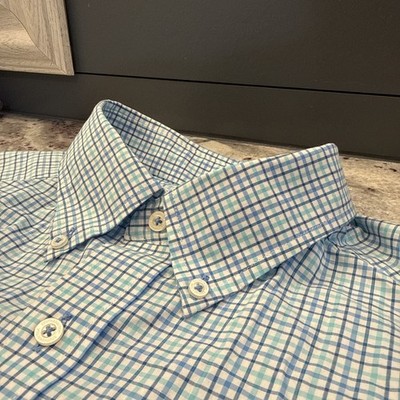 NWOT SOUTHERN TIDE CLASSIC FIT BLUE GINGHAM CHECK BUTTON FRONT SHIRT MEN'S LARGE
