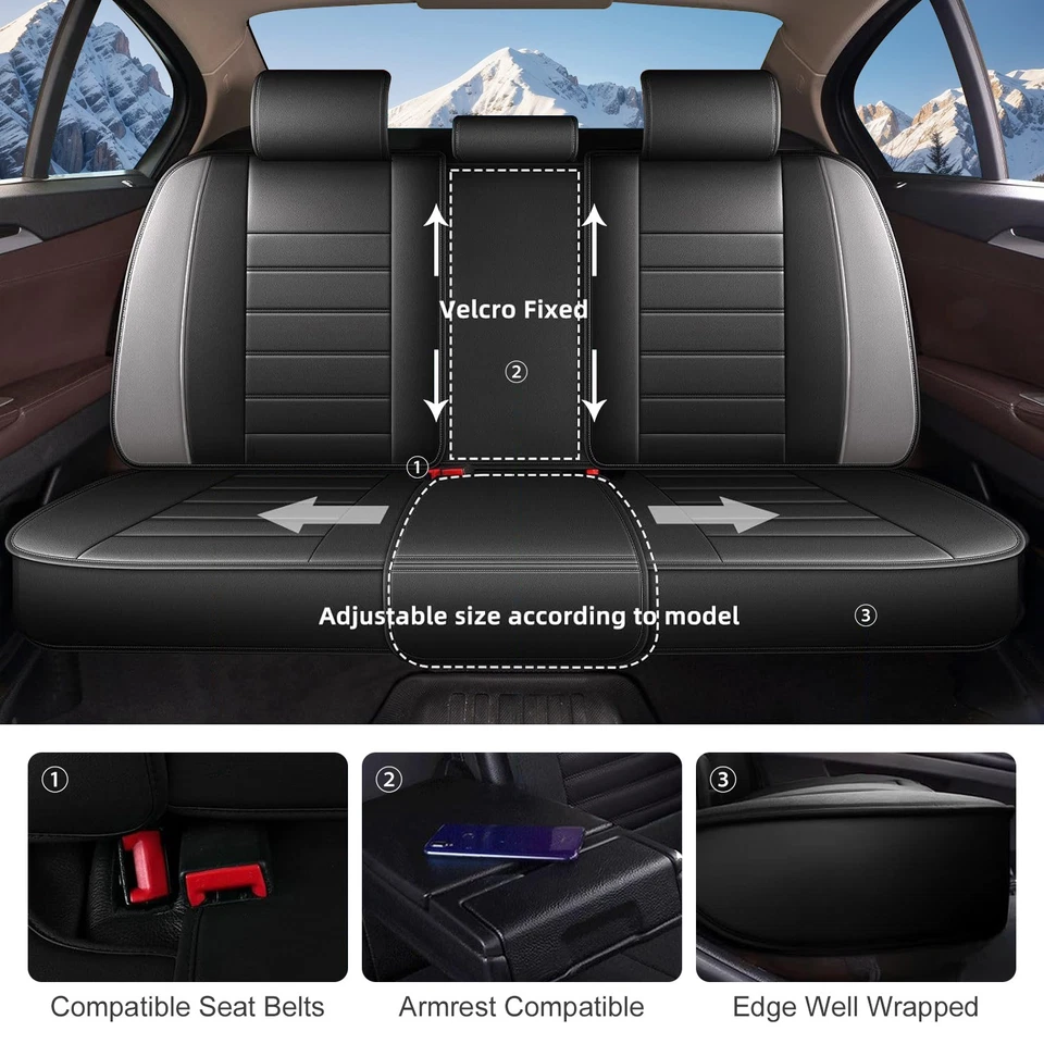 Car 5 Seat Covers Faux Leather Front Rear Seat Pad For Jeep Liberty 2002-2012 - Изображение 2 из 4