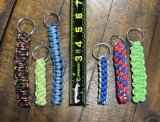 Multicolor Paracord Keychains Lot Of 6 Multi Weaves  Lengths
