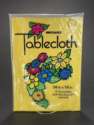 Vintage Hovolin Hollingsworth & Vose Paper Co Tablecloth Retro Harvest Gold