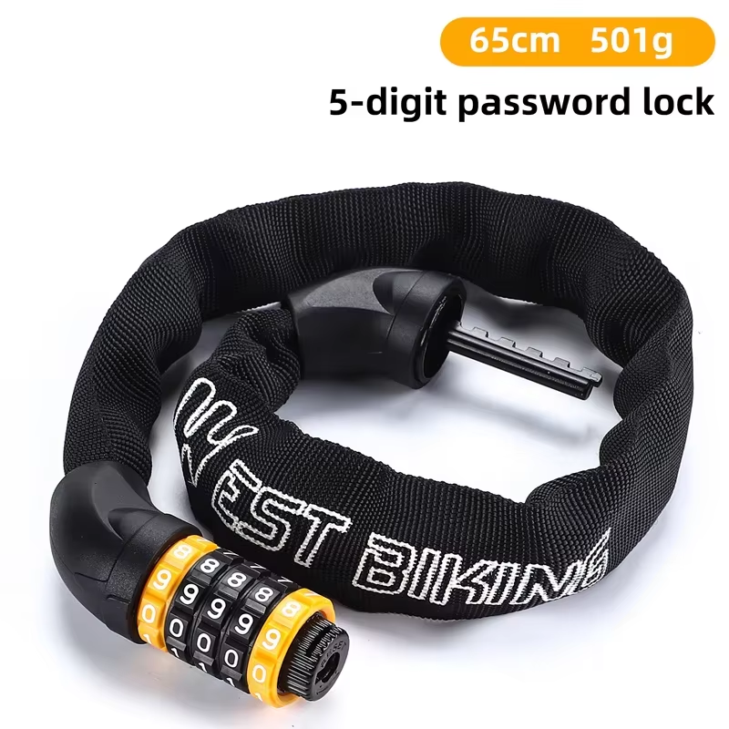 Bicycle Lock 65-150CM Multi-Length Bike Chain Lock Motorcycle Cycing 5-Digit