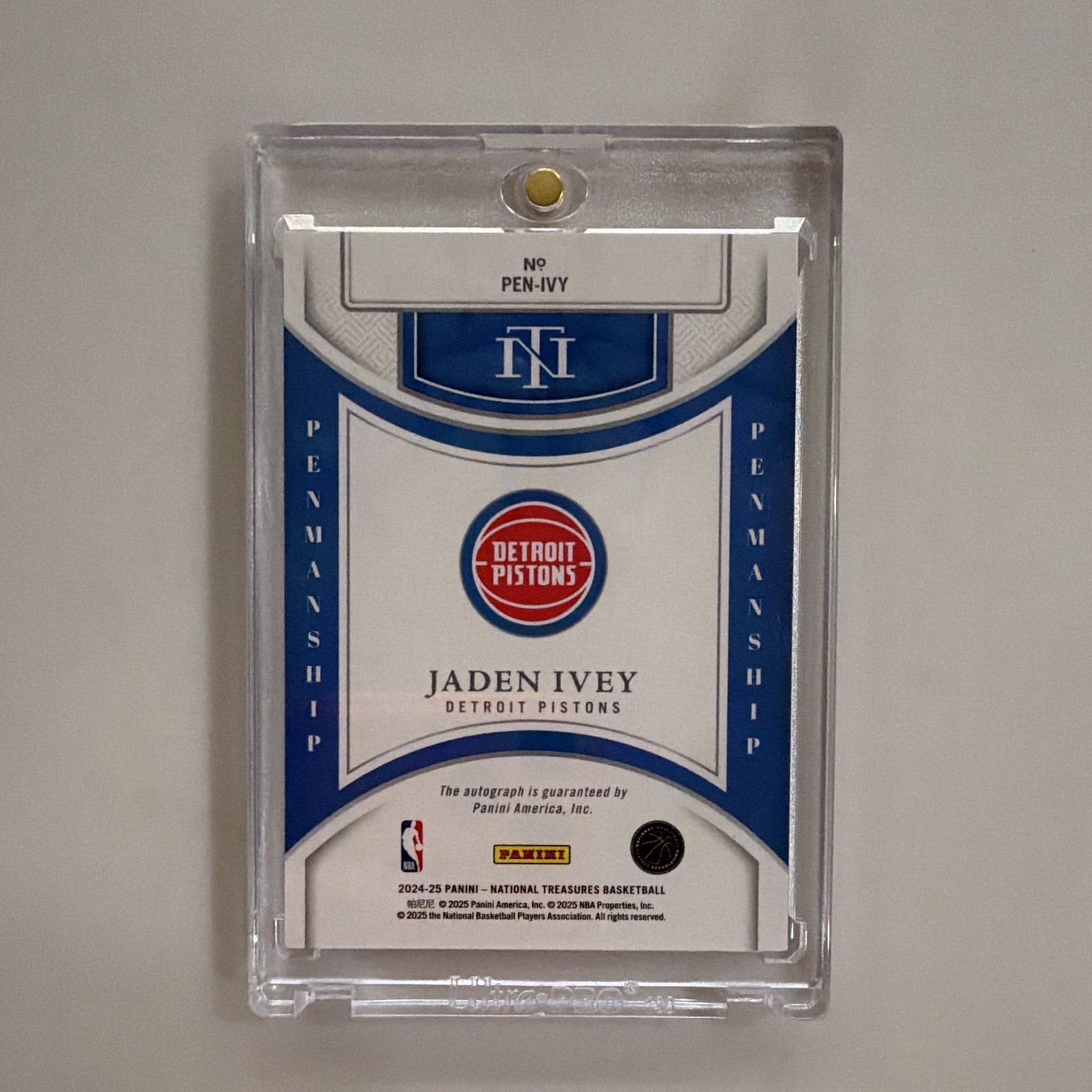 2024-25 Panini National Treasures Penmanship Jaden Ivey Detroit Pistons Auto /75 view 2