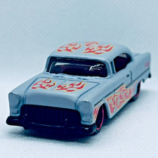 Hot Wheels 2006 '55 Chevy Gray with Flames Toy Car